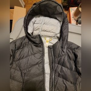 Lole Charcoal Quilted Hooded Jacket Size Small (75% Duck Down)